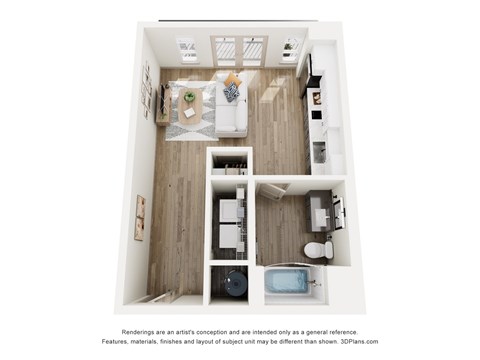 Floor plan for studio, 1 bath, 473 sqft